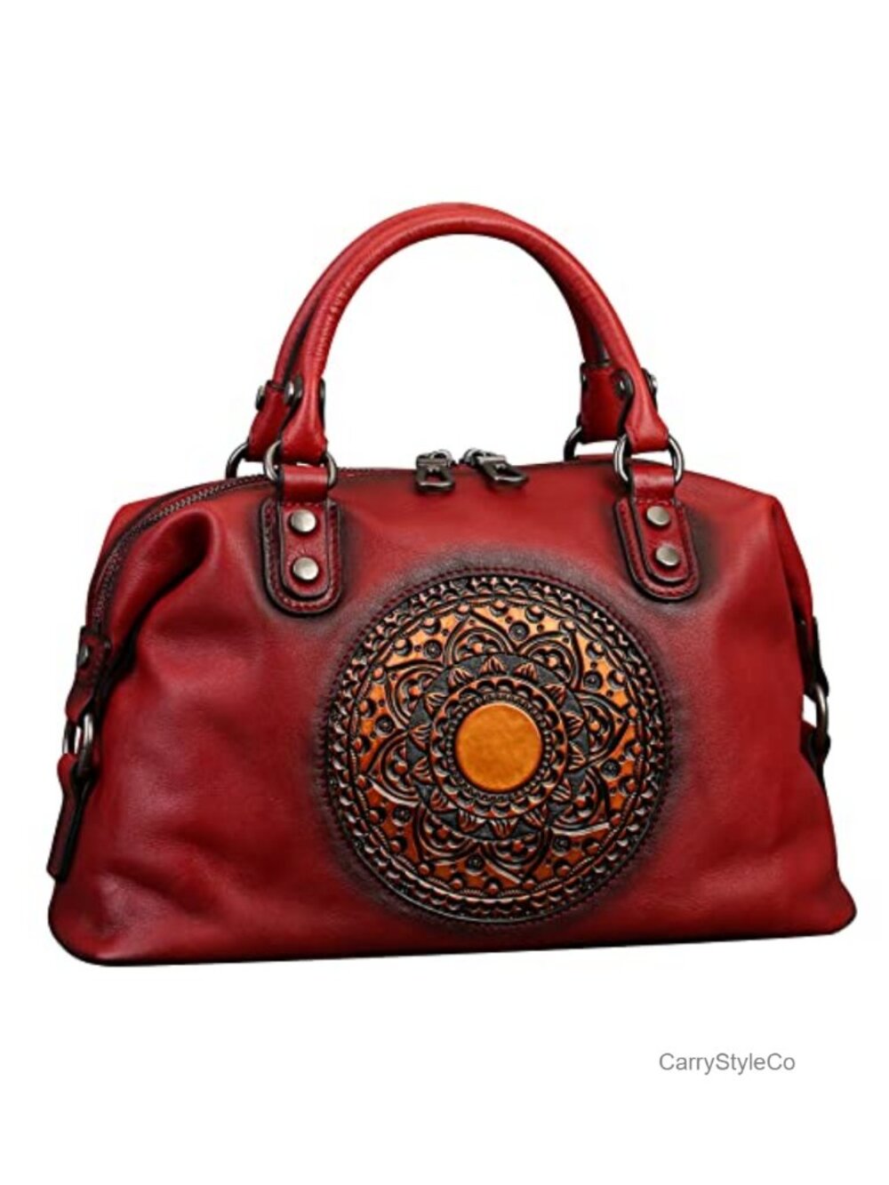 Genuine Leather Satchel Crossbody Tote Handbag with Detachable Strap